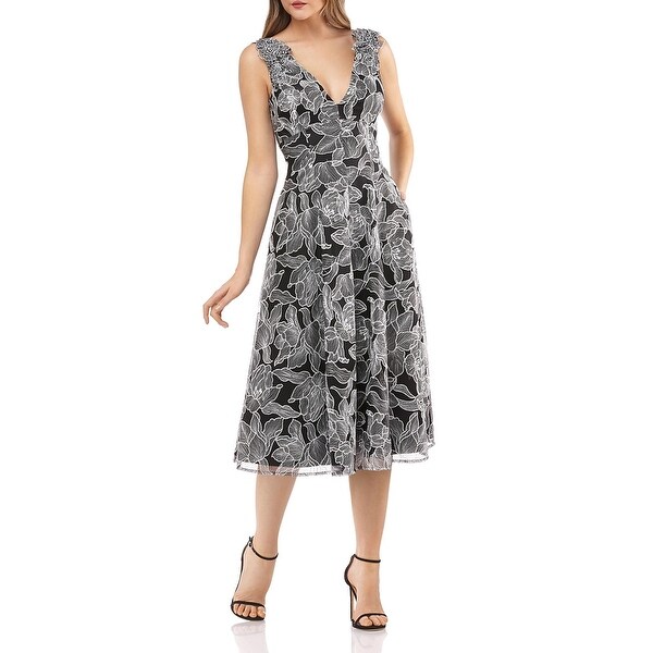 embellished black midi dress