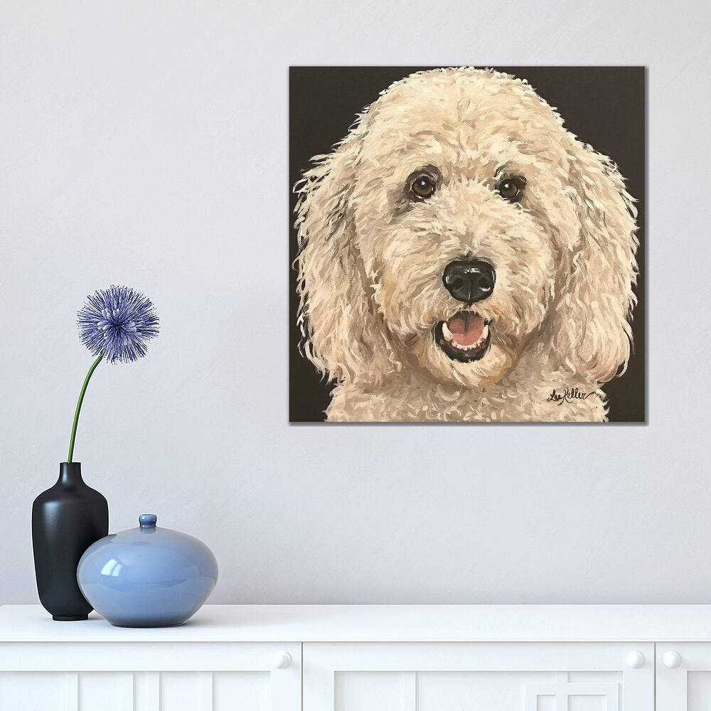 iCanvas "Goldendoodle On Black" by Hippie Hound Studios Canvas Print