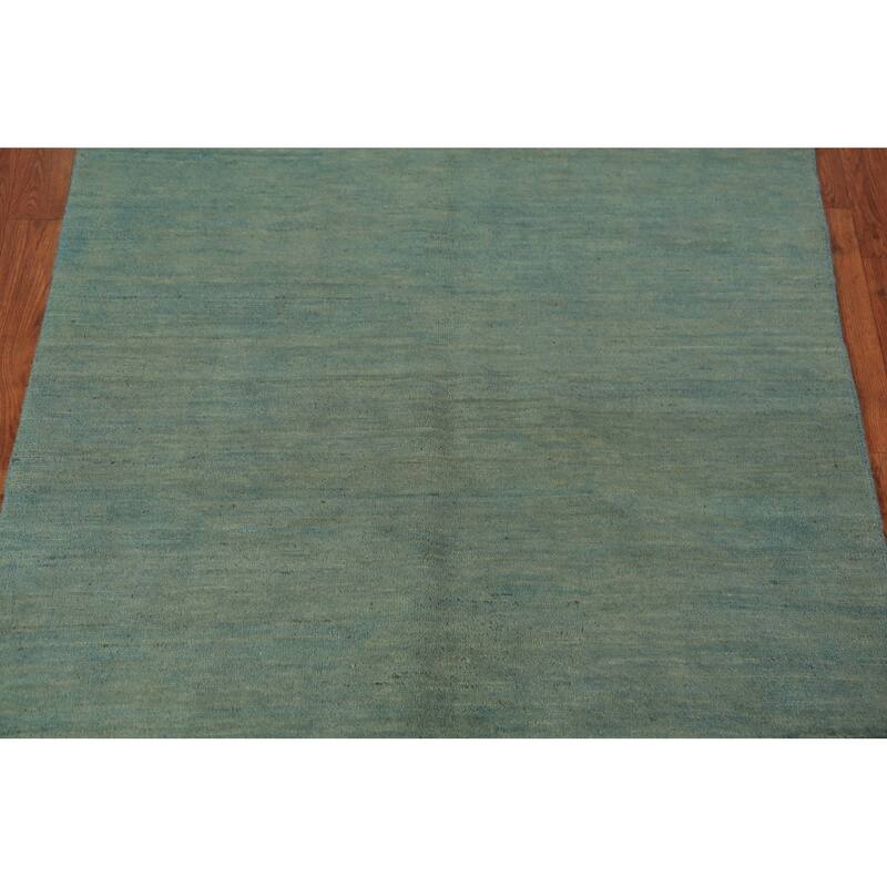 Green & Blue Gabbeh Oriental Rug Handmade Wool Carpet - 2'10" x 6'1"
