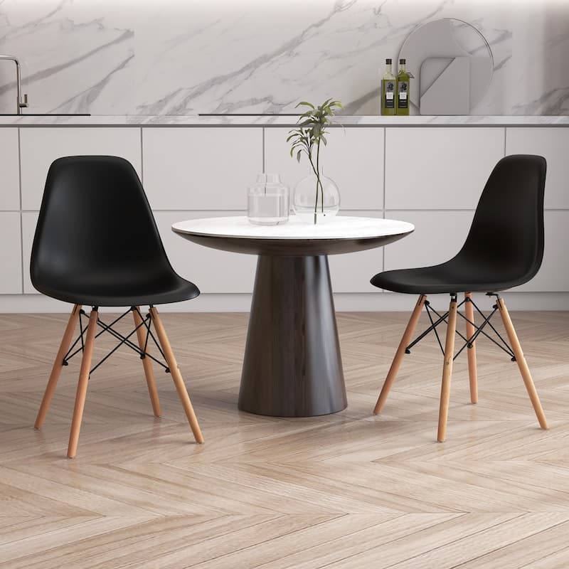 Set of 4 Modern Dining Chairs with Beech Wood Legs and Ergonomic Backrest for Kitchen or Dining Room