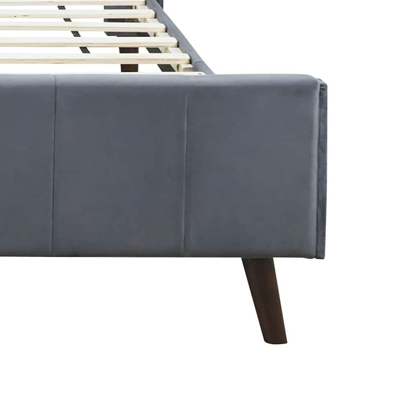 Classic Velvet Upholstered Platform Bed with Centre Support Legs