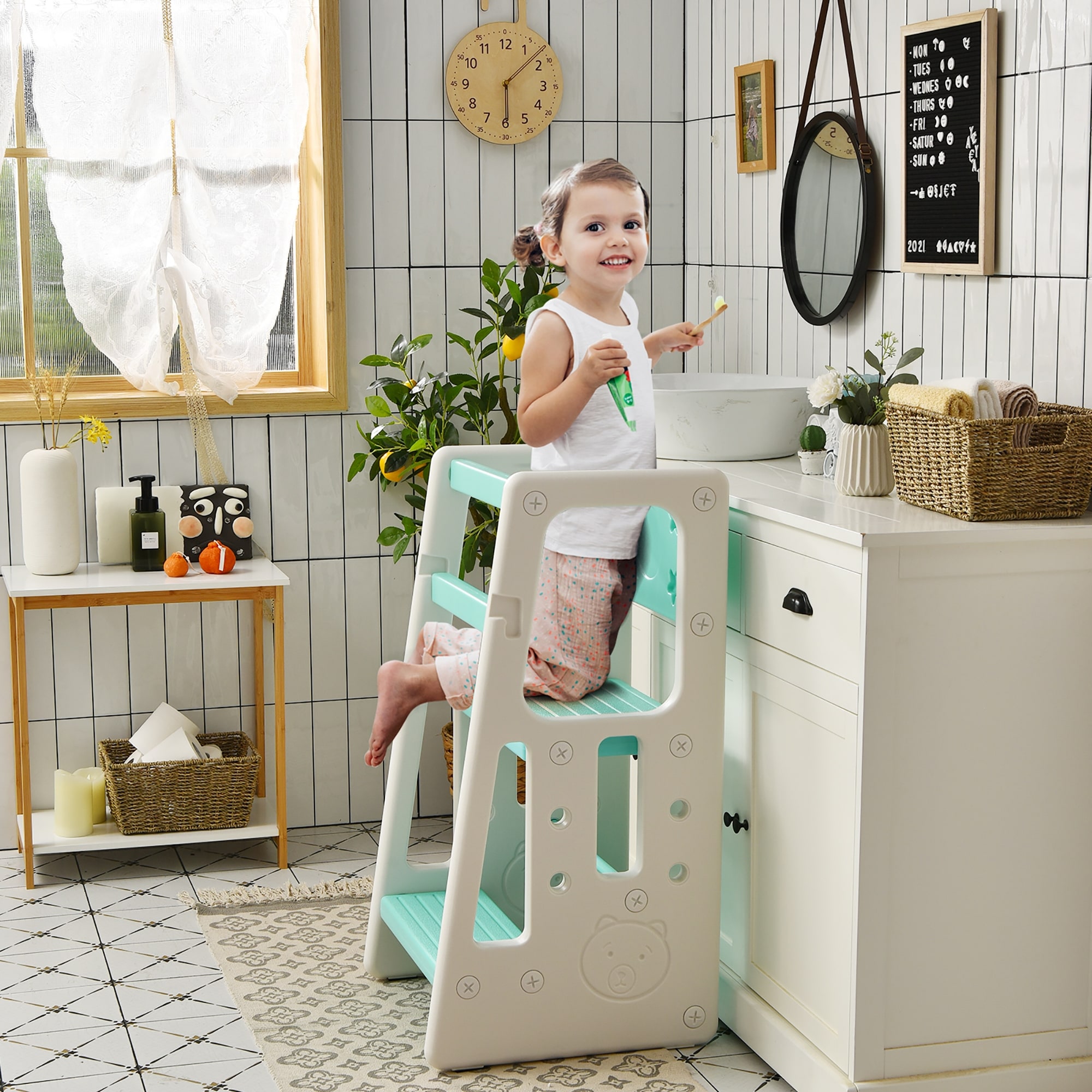 Child step cheap stool with rails