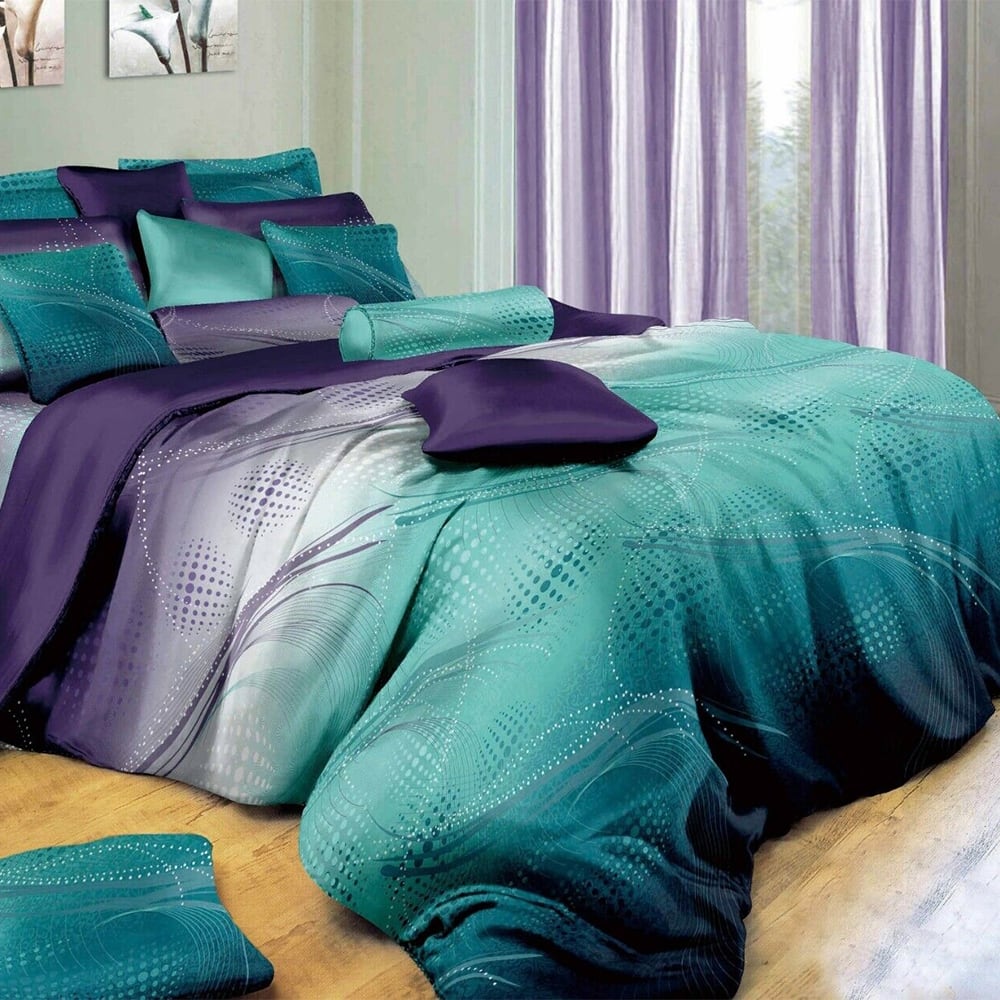 Sheet Set Full Size Twilight Design Bedding Set Green Purple - Bed Bath ...