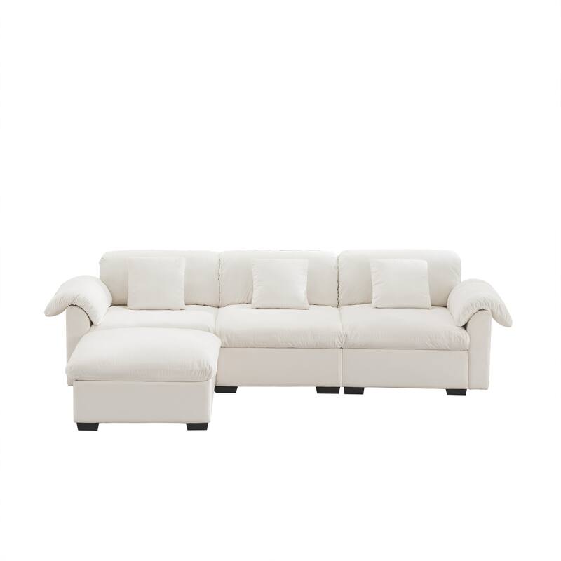 Velvet Fabric Modular Cloud Couch with Storage Seat,Free Combination