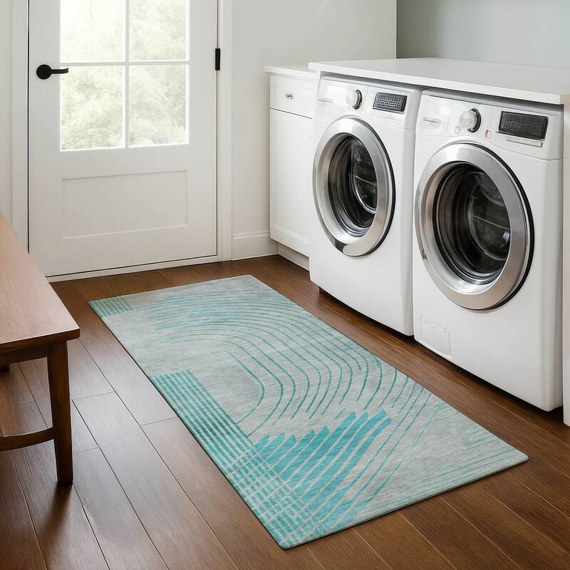 Premium Washable Super Soft Contempoary Glam Mayfield Rug - Teal - 2'3" x 7'6"