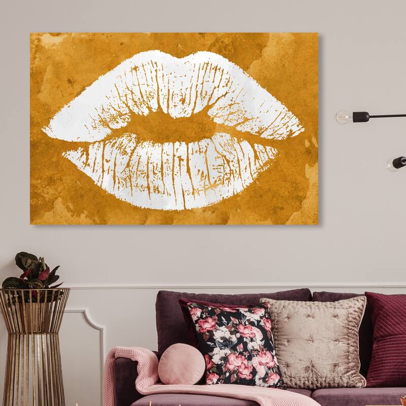 Wynwood Studio Fashion and Glam Solid Kiss Ochre Gold and Glam Wall Art Canvas Print - 30 x 45