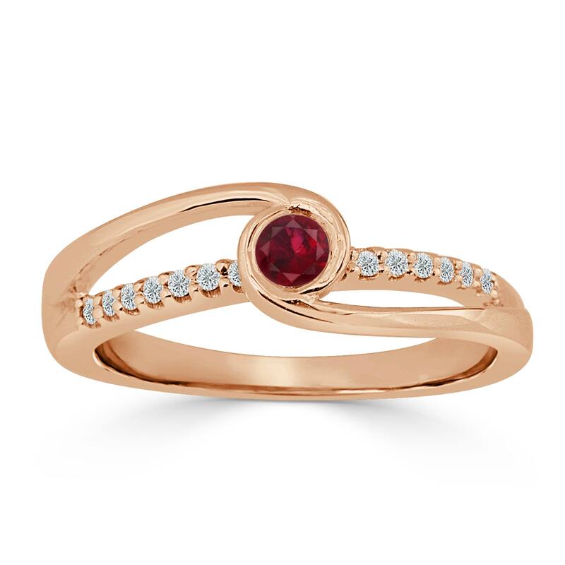 Auriya 14k Gold 1/8ct Modern Red Ruby and Diamond Engagement Ring 1/8ctw - Rose - 7