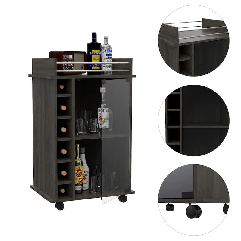 Savannah 6-Bottle 3-Shelf Bar Cart