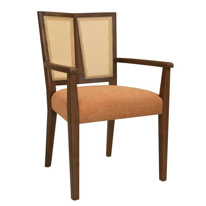 Mid-Century Modern Dining Chair with Rattan Back(Set of 2)