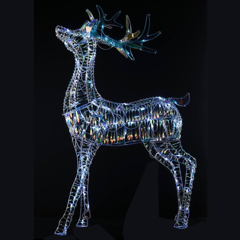 National Tree Company 4 ft. Pre-Lit Iridescent Reindeer - White - 4 ft