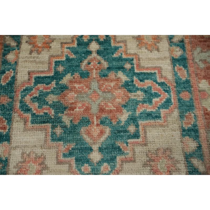 Hand Knotted Oriental 100% Wool Carpet Transitional Floral Beige & Ivories Oushak Area Rug - 3' 0'' X 2' 0''