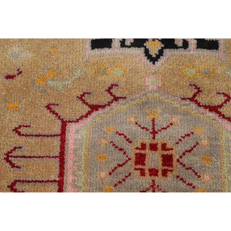 Hand Knotted Oriental 100% Wool Carpet Transitional Geometric Yellow & Gold Khotan Area Rug - 4' 11'' X 3' 1''