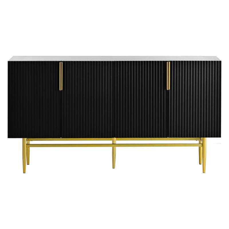 Elegant 4-Door Sideboard Buffet Cabinet with Gold Handles & Adjustable Shelves for Living Room Storage