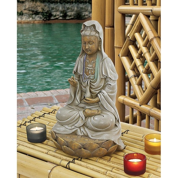 Design Toscano Goddess Guan Yin Seated on a Lotus Statue