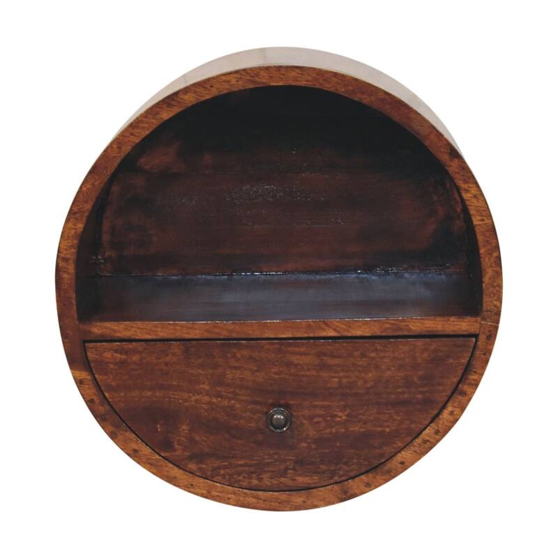 Solid Wood Floating Circle Chestnut Bedside