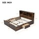 preview thumbnail 12 of 16, King Size Wood Platform Bed with Multi-storage Headboard, USB and Drawers, White