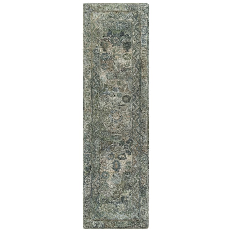 SAFAVIEH Handmade Anatolia Piedad Traditional Rug - 2'3" x 8' Runner - Dark Green/Brown