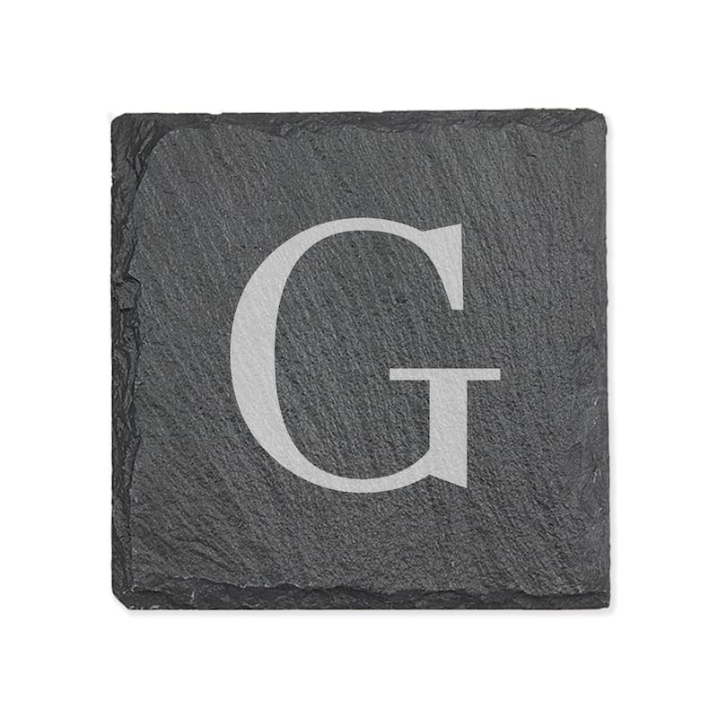 Personalized Letter Square Slate Coaster - 1 piece - G - Slate