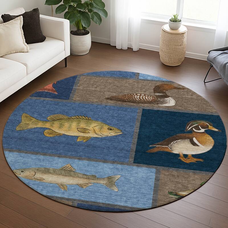 Machine Washable Indoor/ Outdoor Cabin Lodge Chantille Rug