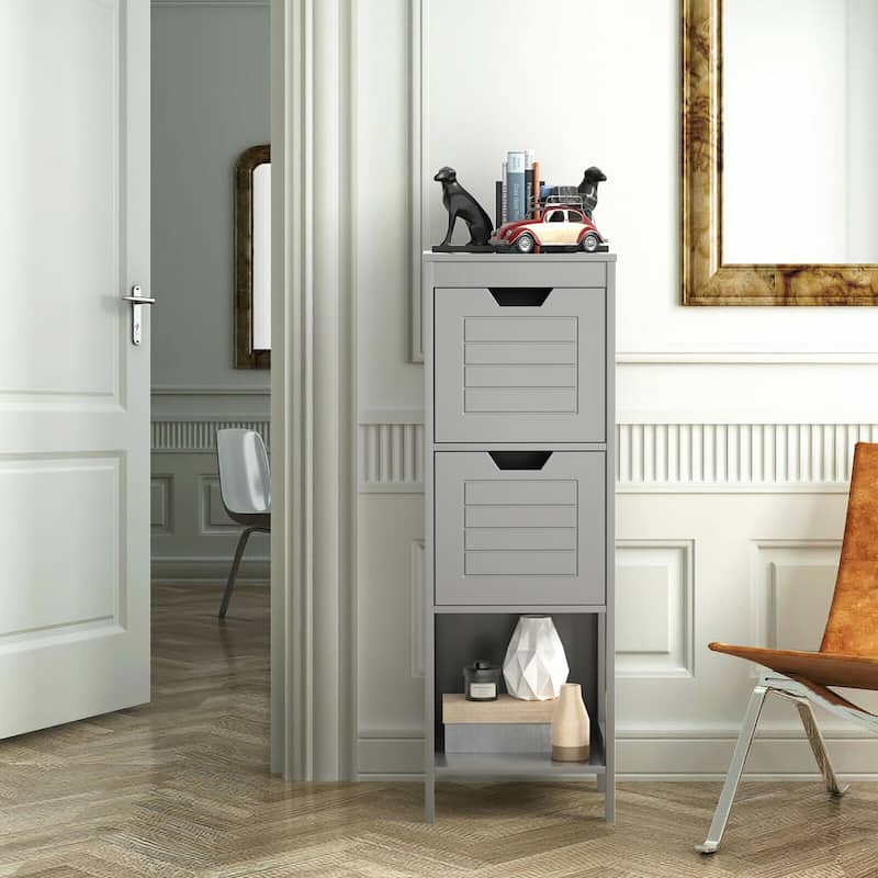 Costway Bathroom Wooden Floor Cabinet Multifunction Storage Rack Stand
