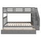preview thumbnail 5 of 9, Multifunctional Design Wood Bunk Bed with Storage Space and Guardrail, Stable Construction, Grey