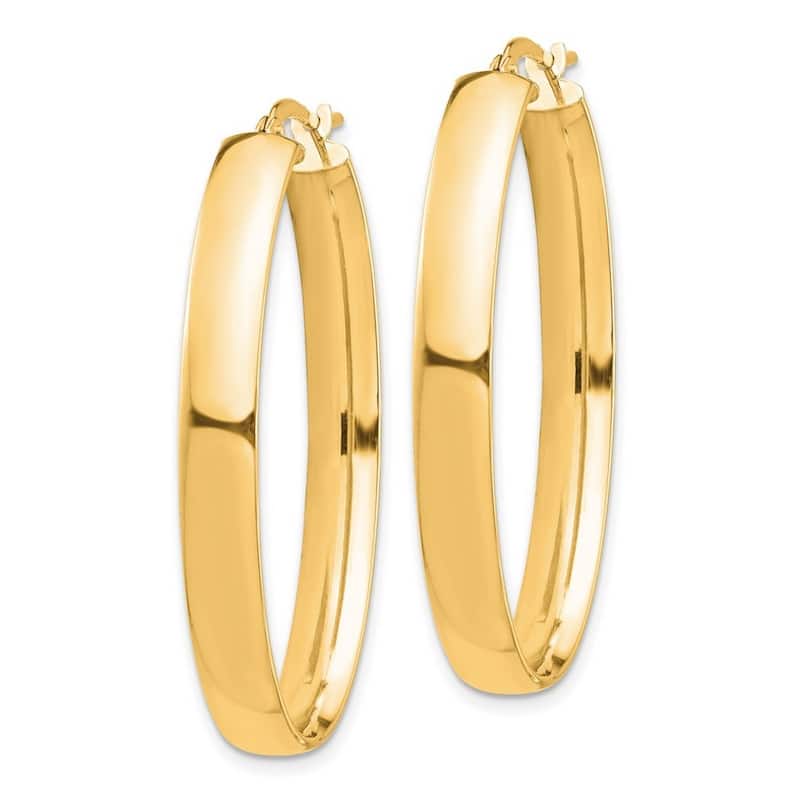 Curata 14k Yellow Gold High Polished Oval Hoop Earrings - 40.08x26.23mm