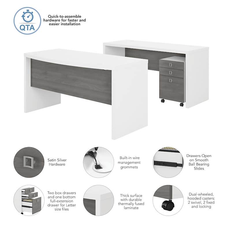 Echo Bow Front Desk and Credenza w/ Drawers by Bush Business Furniture