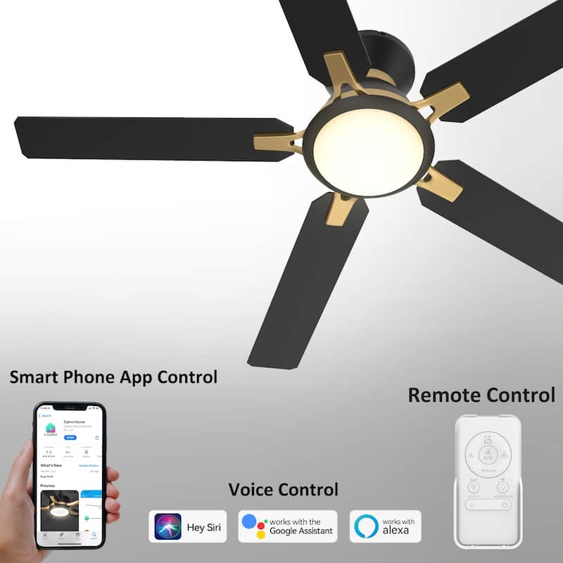 CARRO Joule 52" 5-Blade Smart Ceiling Fan with Light and Remote-Flush Mount
