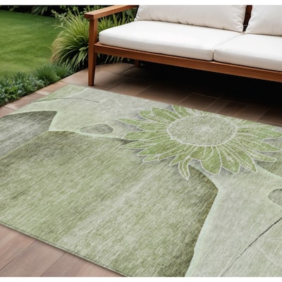 HomeRoots Floral Transitional Rectangle Outdoor Rug