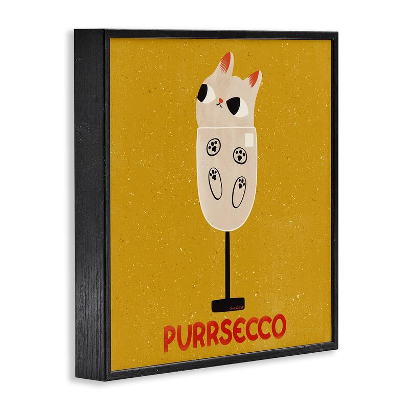 Stupell Purrsecco Cat Wine Framed Giclee Art Design By Carrie Cantwell