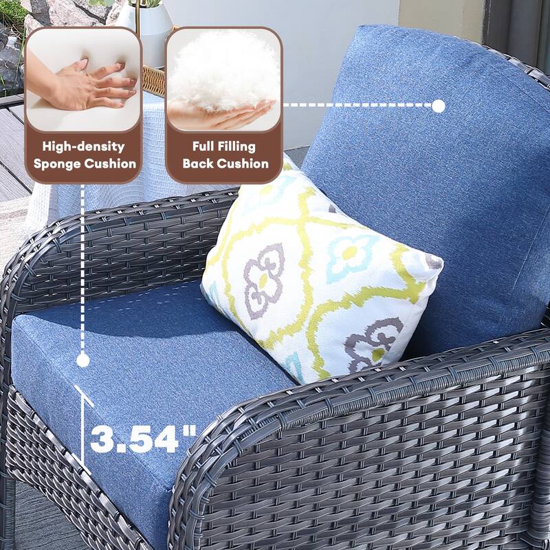 XIZZI 3-Piece Outdoor Wicker Patio Chair Set with Side Table