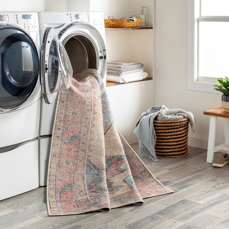 Livabliss Yolanda Distressed Tribal Printed Machine Washable Area Rug