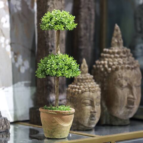 1.1-Foot Artificial Topiary Double Boxwood Tree