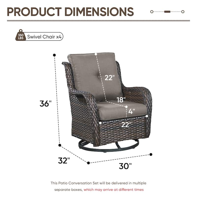 Pocassy Outdoor Patio Wciker Sofa Furniture Set of Chair Table.