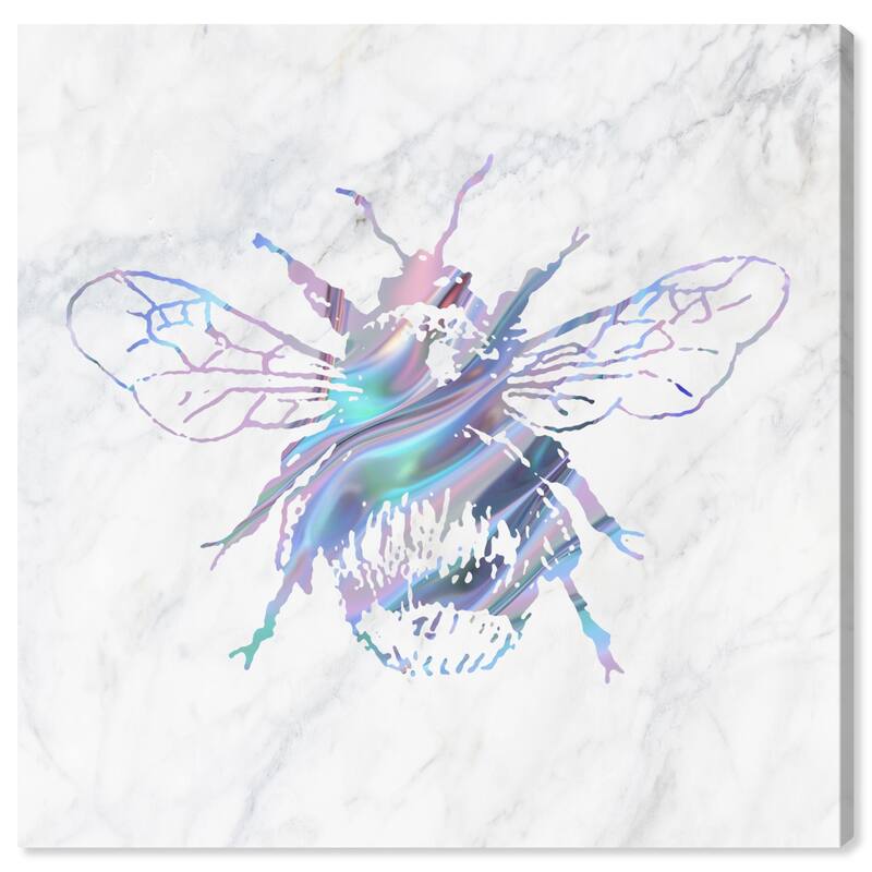 Wynwood Studio Canvas Animals Holo Bee Gray and Metallic Gray Farmhouse Wall Art Canvas Print
