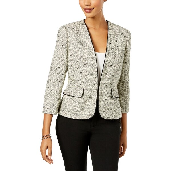 Shop Kasper Womens Blazer Tweed Contrast Trim Free Shipping On Orders