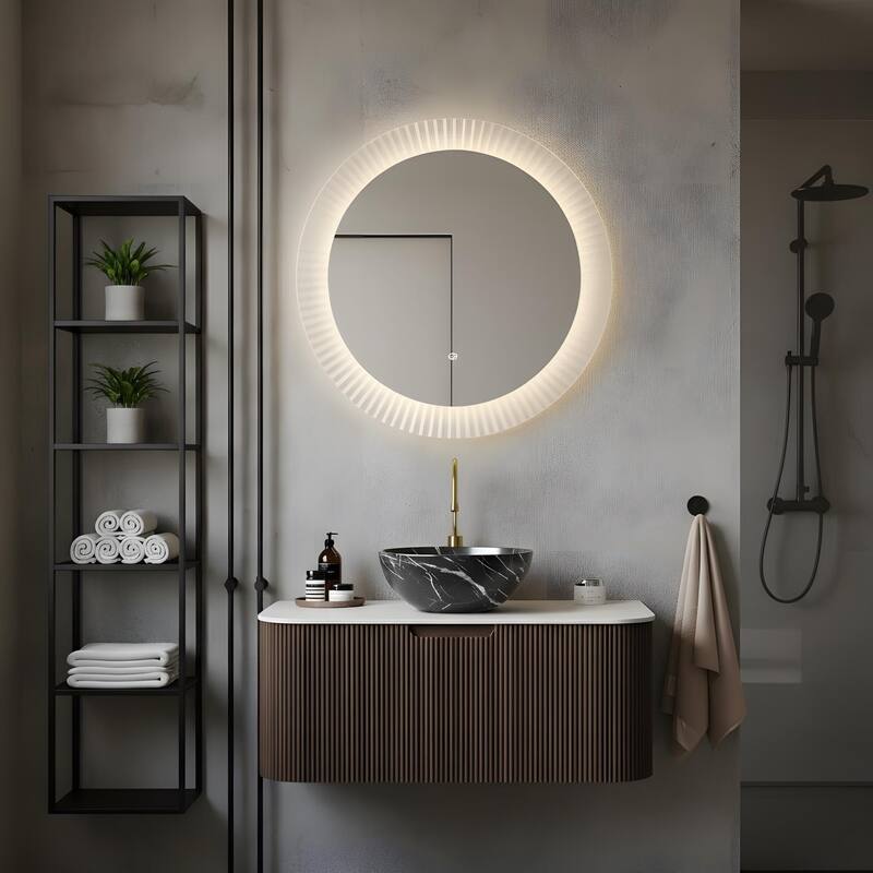 Wall Mounted Bathroom Vanity with Black Bowl Ceramic Basin