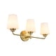 preview thumbnail 2 of 6, 22.5 in. W 3-Light White Plus Gold Bathroom Vanity Light with Shade