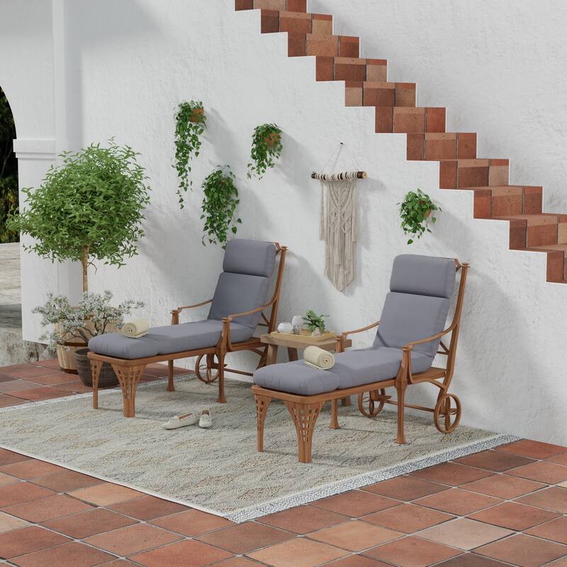 Sunbrella 72" x 22" Charcoal Solid Outdoor Chaise Lounge Cushion with Ties and Loop - 72'' L x 22'' W x 3.5'' H