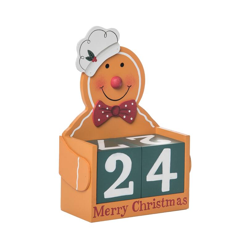 Transpac Wood 7.87 in. Multicolored Christmas Gingerbread Countdown, Set of 3 - Multi