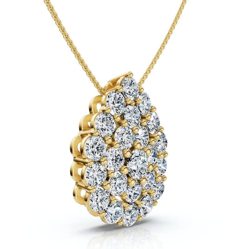 Bliss Diamond 2Ct Diamond Pear Shape Pave Pendant Gold Necklace Lab Grown - Yellow