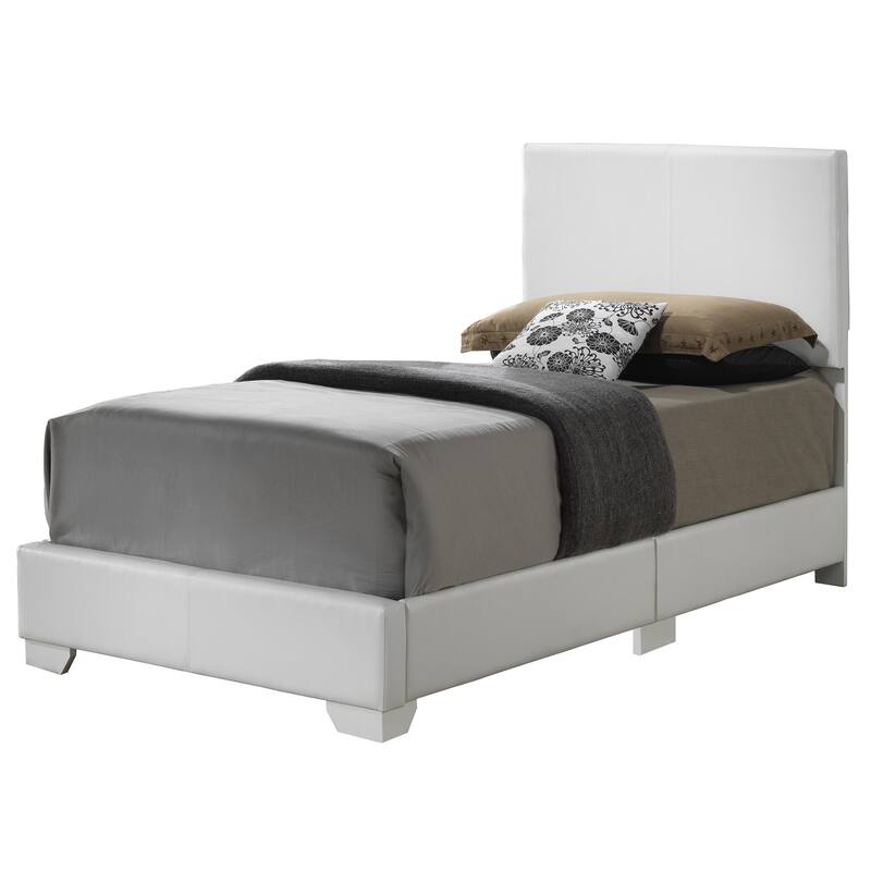 Faux Leather Upholstered Panel Twin Bed - 81" - White
