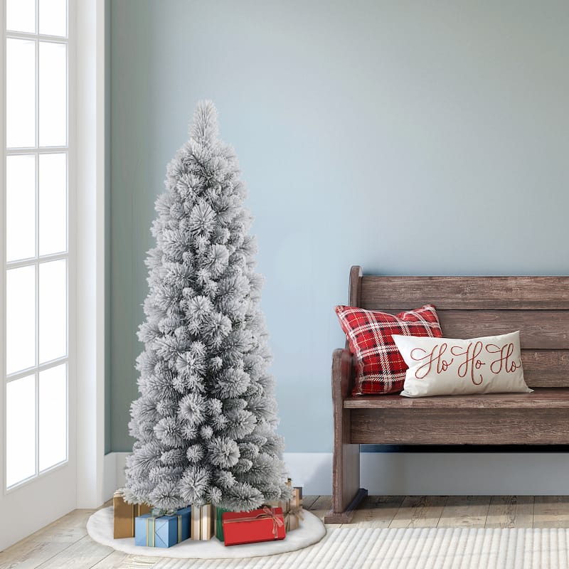 Puleo International 4.5' Flocked Pencil Artificial Christmas Tree