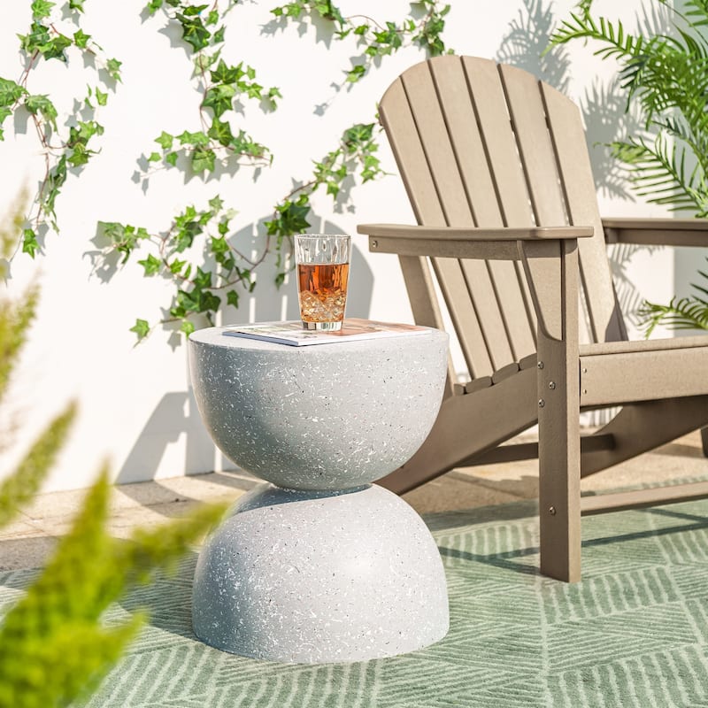 Glitzhome 18"H Modern MGO Faux Terrazzo Garden Stool Planter Stand - 15.75"L X 15.75"W X 17.75"H