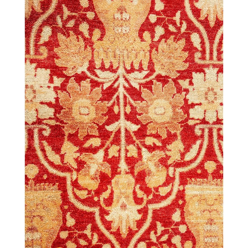 Overton Hand Knotted Wool Vintage Inspired Traditional Ottoman Red Area Rug - 6' 0" x 9' 2"