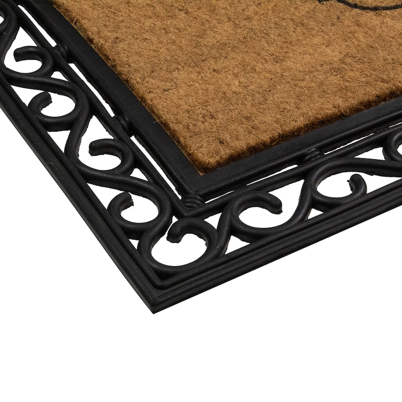 Black and Natural Coir Rectangular "Welcome" Doormat 22" x 48" - 48