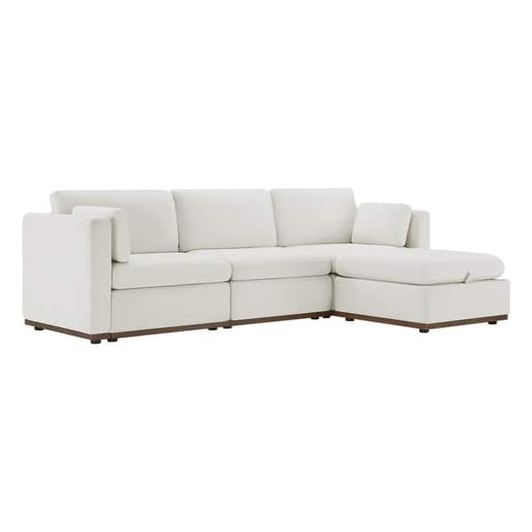 Spruce & Spring Nereidix 114 In. 4 Piece Fabric Modern Modular Sofa Sectional Sofa In Cream With Arms And Ottoman For Living Room SSME76507 B1072 4PC MODULAR   The Home Depot