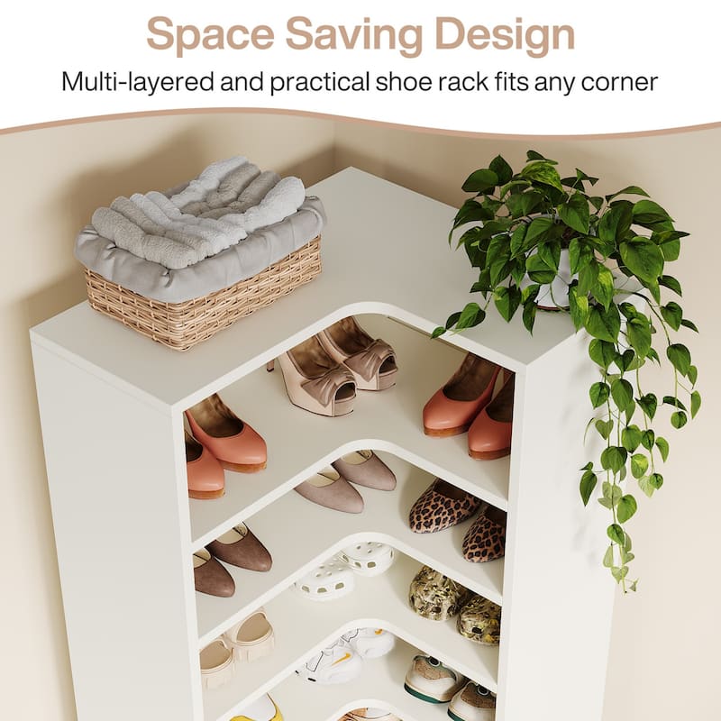 Corner Shoe Cabinet for 40-45 Pairs, 9-Tier Tall Shoe Storage Rack