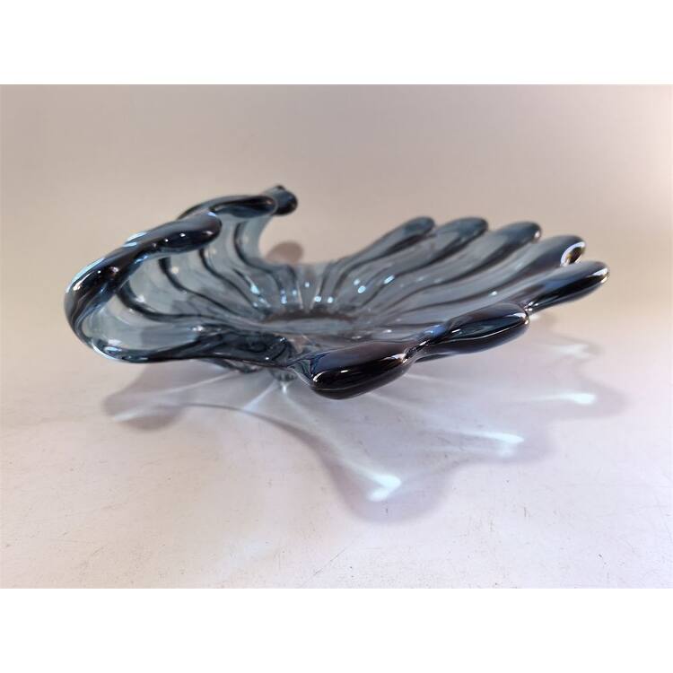 Modern Sculptural Glass Centerpiece Bowl Decorative Accent 14"x10"