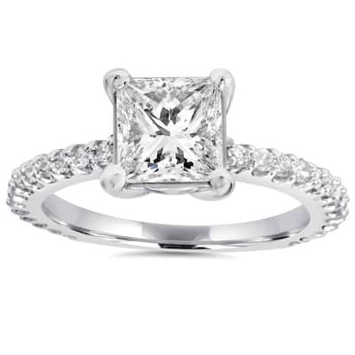 Princess Cut Diamond 1 1/3 ct Engagement Ring White Gold